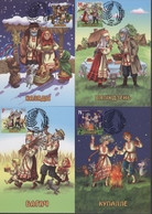 2021 Belarus 4 Maxicards. Cards Holidays And Ceremonies Of Belarusians. Fauna. Dog. Cat. Goat. - Wit-Rusland