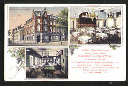 AK Hohenstein-Ernstthal, Hotel Gewerbehaus, Innen- Und Aussenansicht - Hohenstein-Ernstthal