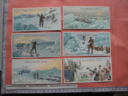 6 Chromos , Set Complete, Cacao Choclat Pub GROOTES C1900 North Pool NANSEN Voyage FRAM Sail Ship 12,5cmX6,5cm - Altri & Non Classificati