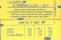 CARNET 2376-C 11 Liberté De Delacroix "LA RESERVATION GRATUITE DES TIMBRES " Daté 11/10/88. Bas Prix RARE. - Modern : 1959-…