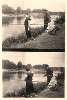 Joinville Le Pont * Scène De Pêche à La Ligne * Pêcheurs * Stéréo * Photo Ancienne 1935 - Joinville Le Pont
