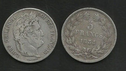 Louis PHILIPPE I . 5 FRANCS 1834 W . ( LILLE ) . - 5 Francs