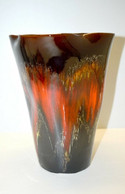 VASE VALLAURIS FORME LIBRE VINTAGE COULEUR FLAMMEE ORANGE ROUGE DOMINANTE MARRON Collection Déco Vitrine - Vallauris (FRA)