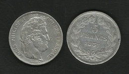 Louis PHILIPPE I . 5 FRANCS 1837 B. ( ROUEN ) . - 5 Francs