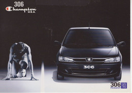 Peugeot 306  -  Champion USA  -  Publicité  -   Carte Postale Modern - Turismo