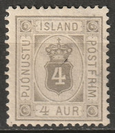Iceland 1901 Sc O11  Official MH* - Service