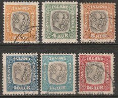 Iceland 1907 Sc O31-6  Official Partial Set Most Used - Servizio