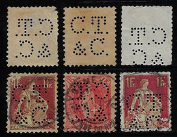 Switzerland 1902 / 1934 3 Stamp With Perfin C.T./&C. By Clement Tournier & Cie SA From Geneva Lochung Perfore - Perforadas