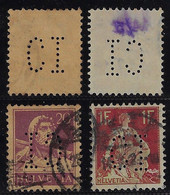 Switzerland 1906/56 2 Stamp With Perfin CI By Gesellschaft Fur Chemische Industrie From Basel Chemical Industry Society - Gezähnt (perforiert)