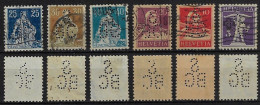 Switzerland 1923/24 6 Stamp With Perfin S/BG By Schweizerische Bankgesellschaft Swiss Bank Basel Zurich Lochung Perfore - Perfins