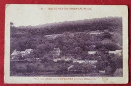 CPA Abîmée   - Bazoches Du Morvan  -  (Nièvre ) - Vue D'ensemble Sur Cueugnes Prise Au Téléobjectif - Bazoches