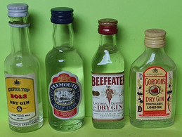 4 MIGNONNETTES - Gin BOLS PLYMOUTH BEEFEATER GORDONS -Apéritif Alcool Liqueur-Années 80-Pour Collection Non Buvable /13 - Miniature