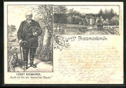 Lithographie Friedrichsruh, Fürst Bismarck Auch Ich Bin Ein Deutscher Bauer - Friedrichsruh