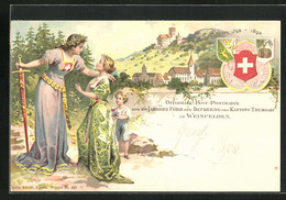 Künstler-AK Weinfelden, Fest-Postkarte Zur 100 Jährigen Feier Der Befreiung Des Kantons Thurgau 1798-1898, Ortspartie - Weinfelden