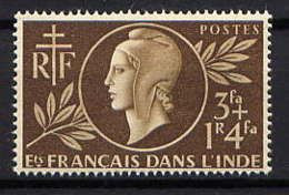 INDE  N° 233 * < ENTRAIDE FRANCAISE 1944 < SERIE De LONDRES - Marianne Dulac + Croix De Lorraine - 1944 Entraide Française