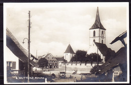 1933 Gelaufene AK Aus Muttenz Mit Kirche Und Lastwagen. Gasthof Zum Bären. - Muttenz