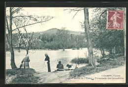 CPA Champs, Bords De L`Yonne, Promenade Des Lavandieres - Champs Sur Yonne