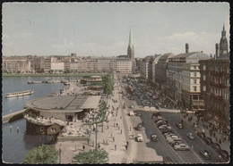 Delcampe - D-20095 Hamburg - Jungfernstieg Mit Alsterpavillion - Cars - VW Käfer - Mercedes - Opel ( 50er Jahre) - Mitte