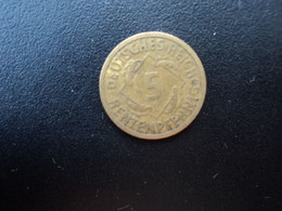 ALLEMAGNE : 5 RENTENPFENNIG   1924 A     KM 32      TTB * - 5 Rentenpfennig & 5 Reichspfennig