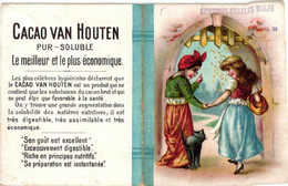 2  Tradecards ( Dépliants ) Litho Chromo Van Houten Weesp Fairy Tales : Frau Holle Chat Botté - CAT With Boots - Cacao - Van Houten