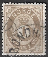 Norwegen1877 Schattiertes  Posthorn 1 Ore Braunlichgrau Michel 22 - Oblitérés