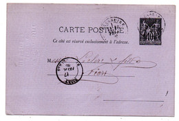 Entier CP Sur Lilas--1880--10c Type Sage--de Bressuire -79  Pour Niort--79 - Cachets Niort-79  Et  Bressuire-79 - Cartes Postales Types Et TSC (avant 1995)