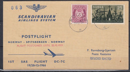 Norway 1966 Postflight Norway-Spitsbergen-Norway Cover Ca Tromso 21.12.66 (53159) - Other & Unclassified