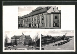 AK Riesa-Gröba, Gasthaus Von Paul Grosse, Schlageter-Schule, Hafen - Riesa