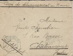 1908- Enveloppe " Corps De Débarquement Du Maroc  Avec Cad Bleu Ondulé  " TELEG.ie MILIT.re  " - Covers & Documents