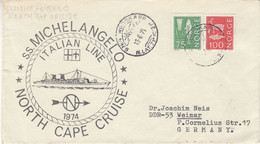 Norway 1974 Michelangelo North Cape Cruise Cover Ca Nordkapp 13.6.74 (53162) - Other & Unclassified