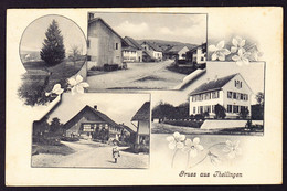 1909 Gelaufene AK (minim Fleckig) Gruss Aus Theilingen. 4 Bildrig. Gestempelt U. Stammheim - Laufen-Uhwiesen 