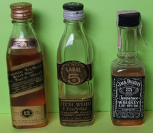 3 MIGNONNETTES - Whisky WALKER LABEL 5 JACK DANIELS -Apéritif Alcool Liqueur-Années 80 - Pour Collection Non Buvable /20 - Miniatures
