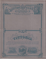 VICTORIA - SUPERBE CARTE-LETTRE ENTIER ILLUSTREE (BATEAU / DILIGENCE / TRAIN) - "PRICE : Three-halfpence" - Storia Postale