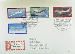 BRD R-Brief Ersttag 10.4.80 Aus 5300 Bonn 1 (421 G)  Mit Kompl. Satz Luftfahrt 1040/3 - R- & V- Labels