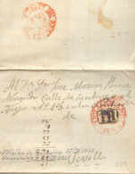 Año 1853 Prefilatelia Carta Villalba De Los Barros A Sevilla Marcas  Almendralejo Estrem.B. Recargo Porteo 1R CURIOSA - ...-1850 Prephilately