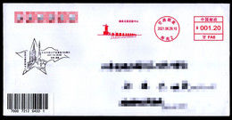 China 2021 JiuQuan Postage Machine Meter FDC:China Jiuquan Satellite Launch Center; Rocket Launch Postmark(black) - Asie