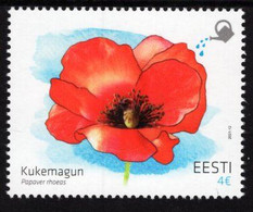 Estonia - 2021 - Common Poppy - Papaver Rhoeas - Mint Stamp With Real Poppy Seeds - Estland