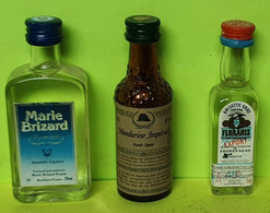 3 MIGNONNETTES - MARIE BRIZARD ,MANDARINE ,GRAS -Apéritif Alcool Liqueur - Années 80 - Pour Collection Non Buvable /32 - Miniature