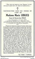 VESQUEVILLE ..-- Mme Maria LEBLICQ , épouse De Mr Léon PERAUX , Née En 1882 , Décédée En 1954 . - Saint-Hubert