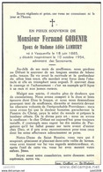 VESQUEVILLE ..-- Mr Fernand GODENIR , époux De Mme Adèle LAMBERT , Né En 1885 , Décédé En 1954 . - Saint-Hubert
