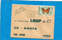 Marcophilie-Nouvelle Calédonie-Lettre>Françe-cad La Foa1969-stampsN° A92 Butterfly-papillon Danaus - Storia Postale