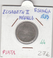 CRM0044 MEDALLA ESPAÑA 1833 ELISABETH II PLATA 27 - Andere & Zonder Classificatie