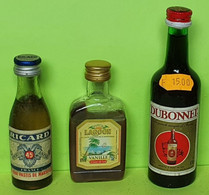 3 MIGNONNETTES - Ricard , Punch Vanille ,Dubonnet - Apéritif Alcool Liqueur -Années 80 - Pour Collection Non Buvable /35 - Miniaturflaschen