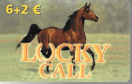 CARTE² PREPAYEE-ESPAGNE-6+2€-LUCKY CALL/CHEVAL-Gratté-Plastic Fin Glacé-TBE - Horses