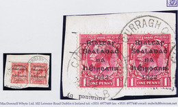 Ireland Military Kildare First Day Issue 1922 Dollard Rialtas 1d Pair Used On Piece CURRAGH CAMP MO&SB 17 FE 22 - Gebruikt