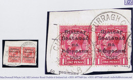 Ireland Military Kildare First Day Issue 1922 Dollard Rialtas 1d Pair Used On Piece CURRAGH CAMP MO&SB 17 FE 22 - Usati