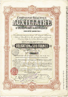 Titre Ancien - Compagnie Générale Auxiliaire D'Entreprises Electriques - Obligation De 1909 - N° 07204 - Elektriciteit En Gas