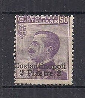 REGNO D'ITALIA LEVANTE 1909-11  COSTANTINOPOLI FRANCOBOLLO DEL 1901-10  SOPRASTAMPATO SASS. 24  MLH VF - Algemene Uitgaven