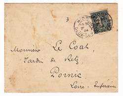 Lettre 1904 Semeuse 15c Niort Deux Sèvres Pour Pornic Loire Atlantique - 1903-60 Sower - Ligned