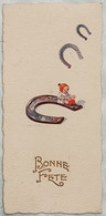 Carte Postale - Illustrateur Castelli - Enfant Assis Sur Un Fer à Cheval - Porte-bonheur - Imprimé - Castelli